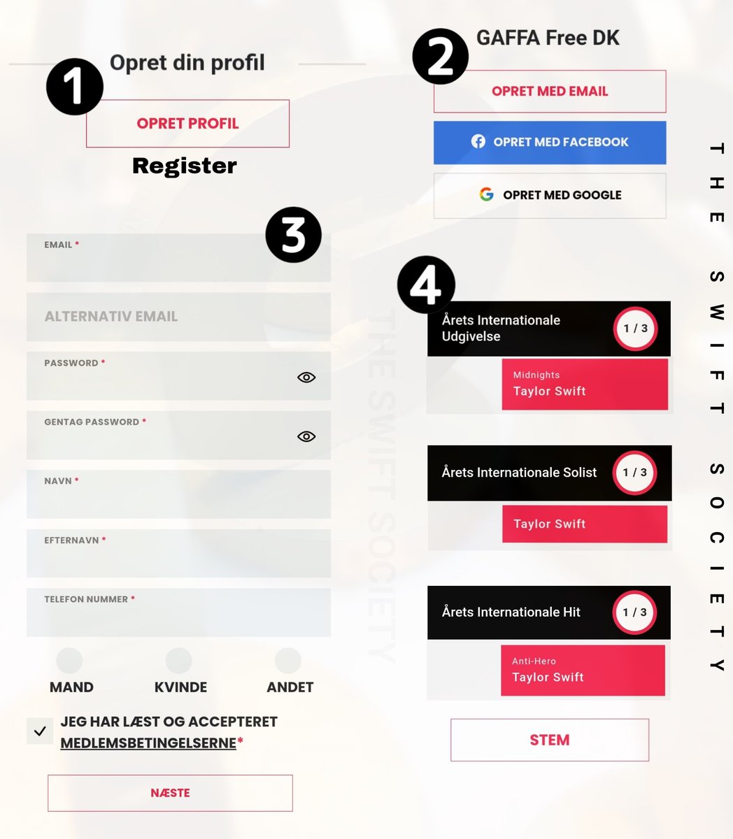 🏆| 4 DAYS LEFT, vote for Taylor Swift at the 2023 GAFFA-PRISEN Awards in Denmark. 🇩🇰 

▪︎International Artist 
▪︎International Album: Midnights
▪︎International Hit: Anti-Hero

— Register for Gaffa Free with your Google or FB accounts and vote: bit.ly/3XvZKdK