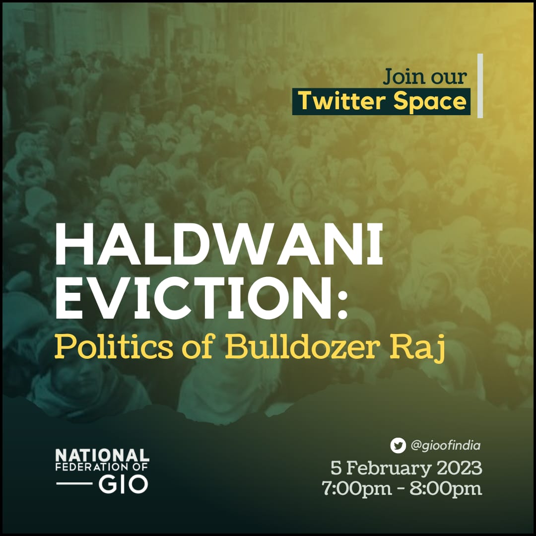 gioofindia's tweet photo. Set a reminder for my upcoming Space!

Topic-
"HALDWANI EVICTION :
Politics of Bulldozer Raj"

#haldwanieviction
#TwitterSpace
#gioindia

 https://t.co/gDNPpegUlq… https://t.co/7rmcOpuM5f
