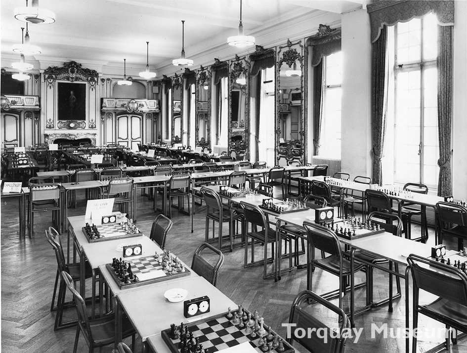 Amongst recently catalogued photographs, we have found a dozen pictures of the Oldway Mansion's interior. This photo shows the ballroom set up for a chess tournament! #DigitalArchives #paignton #picoftheday #OldwayMansion #chess