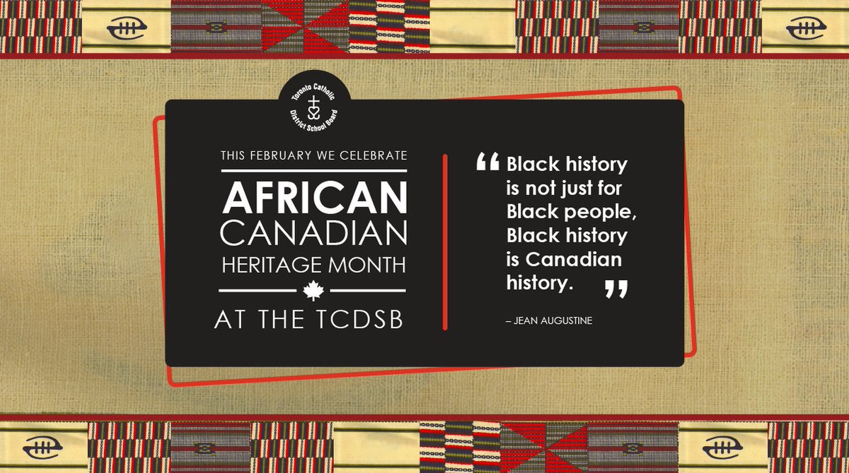 Equity_TCDSB's tweet photo. "Black history is not just for Black people, Black history is Canadian history." Jean Augustine 
This February we celebrate African Canadian Heritage Month at the @TCDSB Not only during the month of February, but each and every day. https://t.co/sNtJzFRdN6