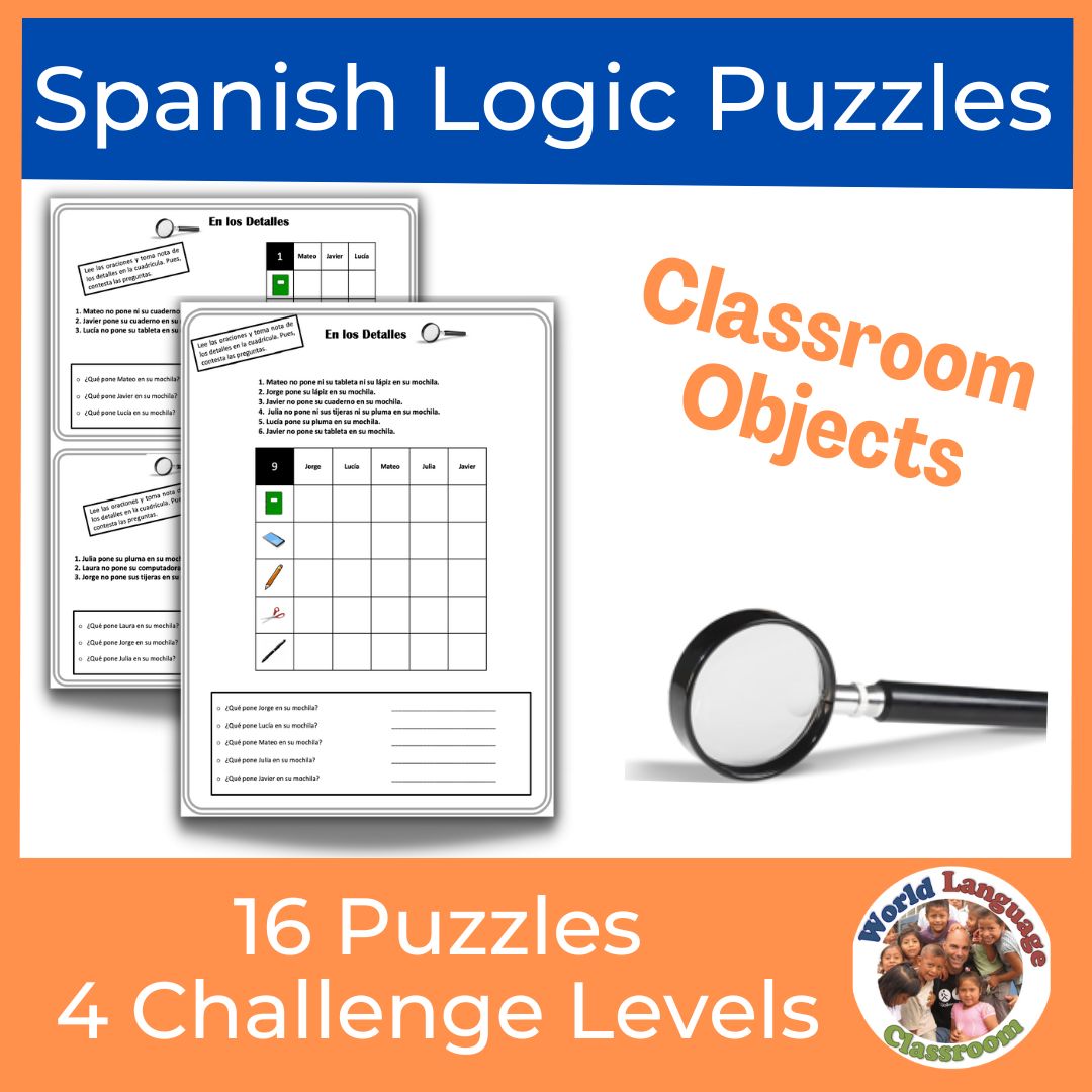 ➡️ linktr.ee/wlclassroom
#LogicPuzzles in #Spanish &amp; #French using the theme of classroom objects and materials.
☑️Vocabulary in meaningful context? 
☑️Reading practice? 
☑️Critical thinking skills? 
☑️Engaging? 
👍🏾Logic puzzles check all the boxes.