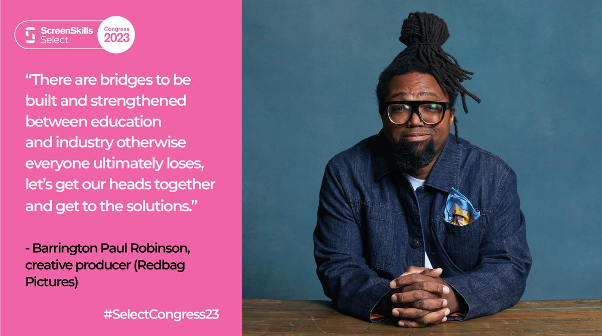 UKScreenSkills's tweet photo. At this year's ScreenSkills #SelectCongress23, hosted by @riahebden on 8 Feb, educators across the UK will hear from our keynote speaker, creative producer Barrington Paul Robinson @RedbagPictures, on how to better join industry and education. More info: https://t.co/ShK7Bl4mBp https://t.co/Hnt6SLGQnf