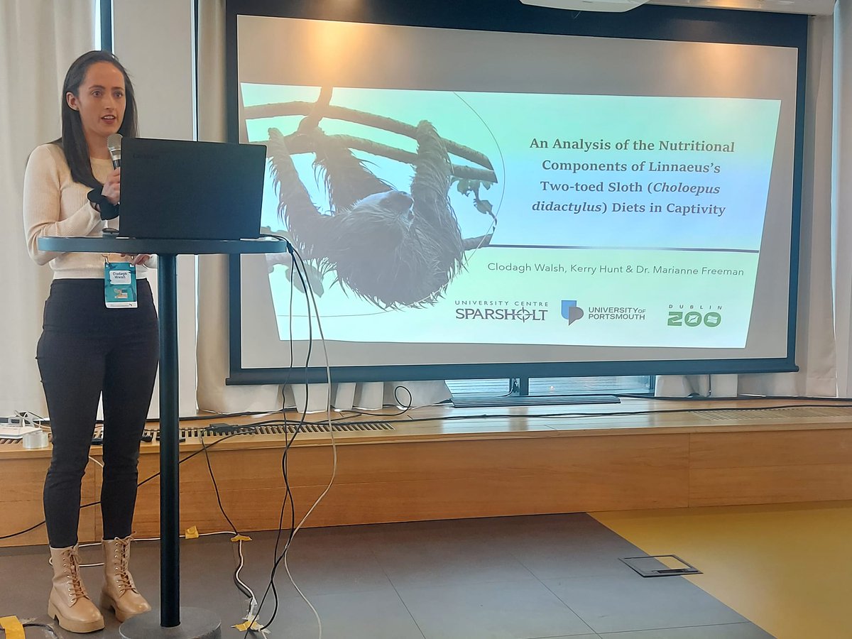 UC_Sparsholt's tweet photo. UCS alumni Clodagh Walsh and Lily Bravo visited Riga, presenting at EAZA’s European Zoo Nutrition Conference! 

Clodagh presented her thesis on the nutritional components of sloths’ diet in captivity, and Lily presented her thesis on captive Koala diets. 🦥🐨 https://t.co/C2czPne2t3