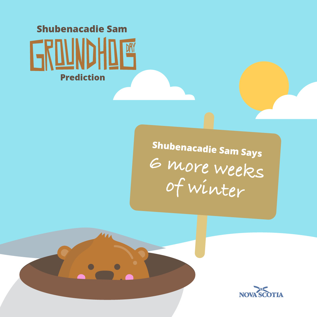 It’s Official! That’s a confirmed shadow! Get ready for 6 more weeks of winter, don’t put away your hat and mitts yet. #ShubieSam #GroundhogDay2023 #LongWinter