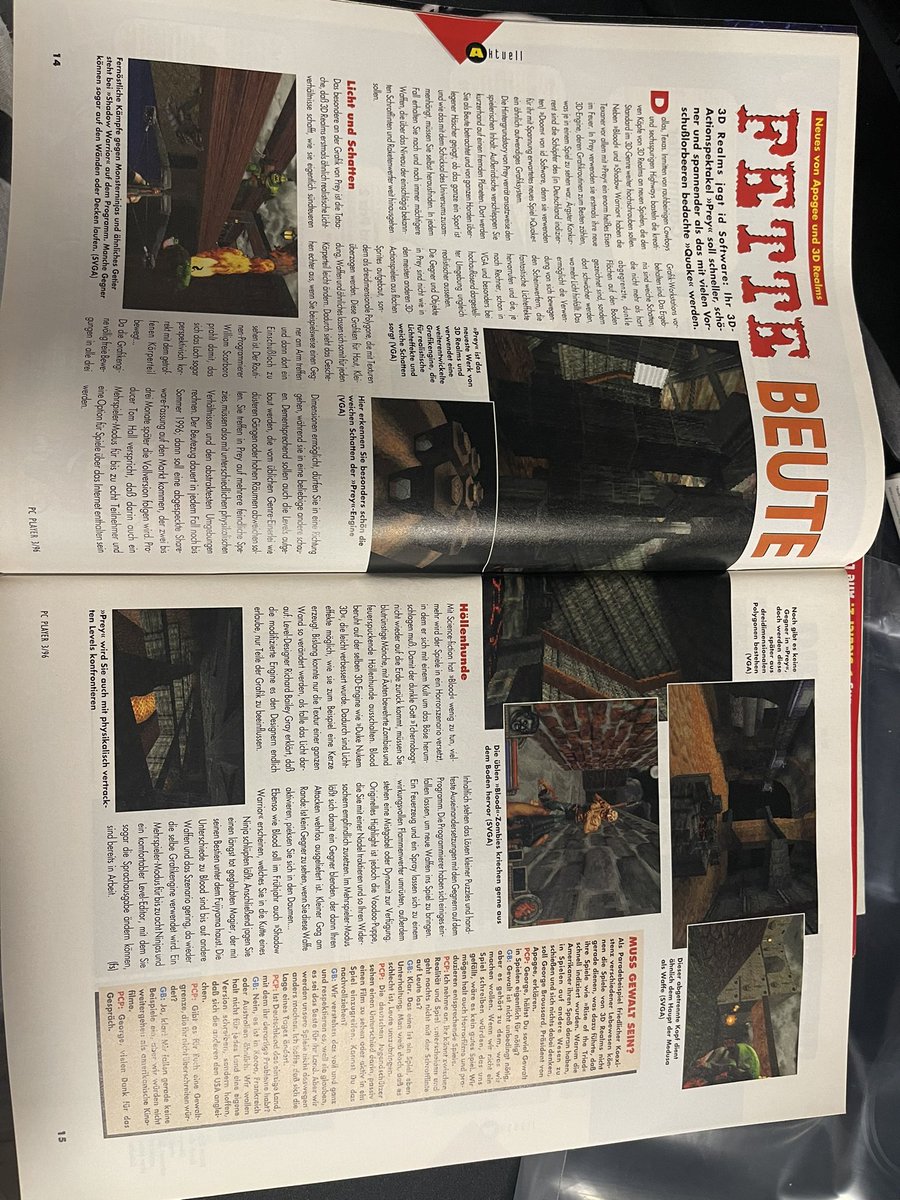 r41d_0ne's tweet photo. Interview from 03/1996 in the German PC Player with @georgebsocial and preview from Prey, Blood and Shadow Warrior ๐๐๐
The Headline is ID Software under pressure ๐
#nicefind #preview
@ScottApogee
@Apogee_Ent https://t.co/8wtzjFelU1