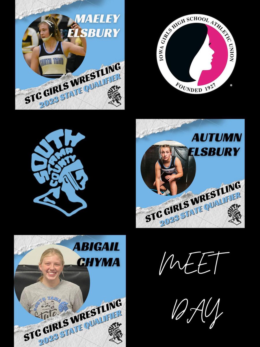 Good luck to South Tama's Maeley Elsbury, Autumn Elsbury, and Abigail Chyma as they compete at the inaugural 2023 IGHSAU Girls State Wrestling Meet in Coralville at XTREAM Arena! #thetrojanway
