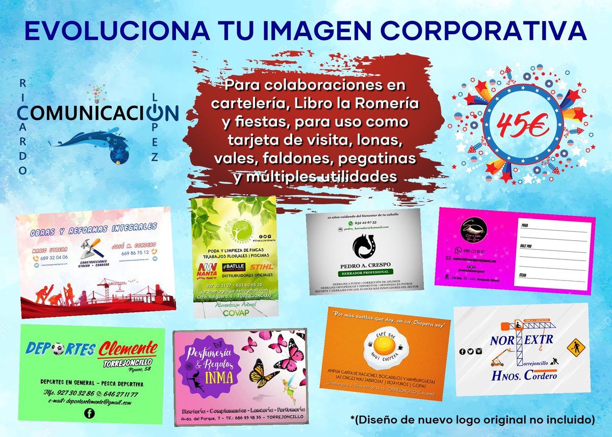 👩🏼‍🎨 | DALE UN NUEVO TOQUE A LA IMAGEN DE TU EMPRESA

‼️ Destinado a negocios, empresas, colectivos y particulares, os lanzamos esta promoción especial para rediseñar tu imagen corporativa y aumentar potencialmente el impacto ante tu público objetivo.

📲 #ComunicaciónPasional