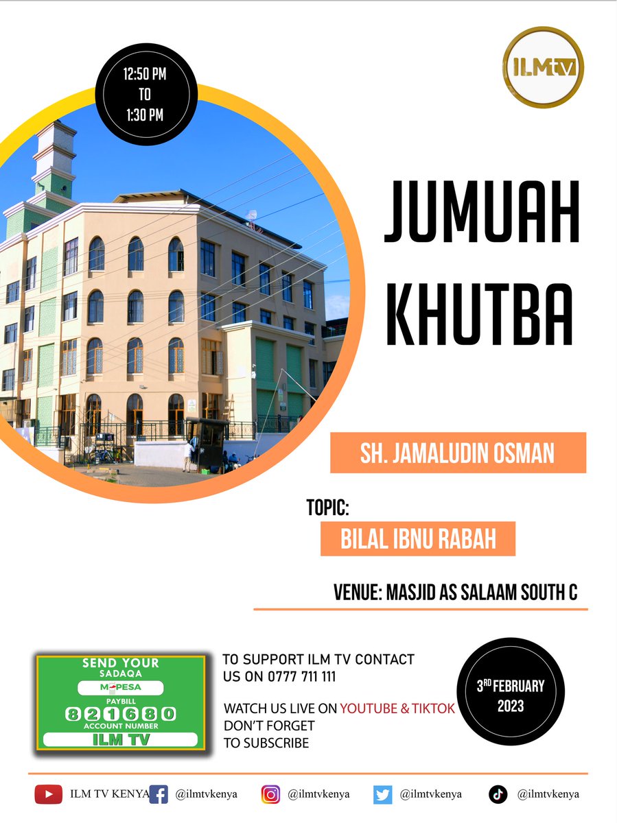 ILMTVKENYA's tweet photo. Come learn more about Bilal Ibnu Rabah from our Sheikh @JamaludinSheikh https://t.co/z9tkWmKZx3