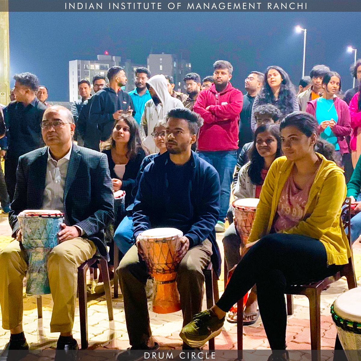 IIMRanchi_Off's tweet photo. A cool, breezy evening filled with chaotic peace, rhythmic beats and a feeling of togetherness, IIM Ranchi fraternity took part in the Human Connect - Drum Circle with great passion and joy.
#HumanConnect #IIMRanchi #CounselingCell #Highnote #MusicTherapy #HappinessCentre https://t.co/6vpNZhJlZN