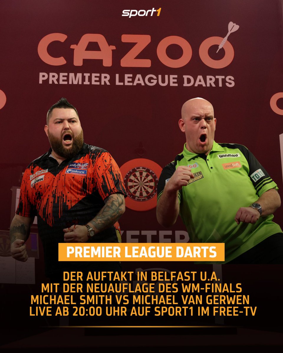 SPORT1's tweet photo. Endlich fliegen bei uns wieder die Pfeile! 🤩🤩🤩 Die Liga der #Darts-Elite heute und in den nächsten Wochen immer donnerstags live ab 20:00 Uhr @SPORT1. Aus dem Studio meldet sich unsere komplette #DartsWM-Crew @janawosnitza, @BastiSchwele & #Robstar180 🎯📺🔥 #PLDarts #MADHOUSE https://t.co/7zWP1ozSMt