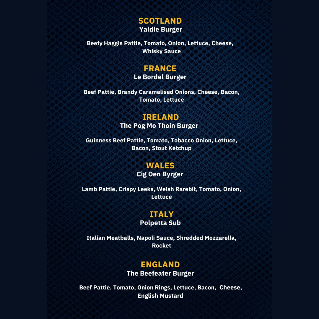Our SIX NATIONS BURGERS!😋🤤

Enjoy a delicious burger and a beer for only £15 during every match.

Now supporting your team is becoming even more exciting!🤩🏉