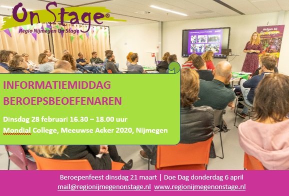Regio Nijmegen On Stage (@nijmegenonstage) on Twitter photo We nodigen alle (potentiële) beroepsbeoefenaren uit voor een informatiebijeenkomst en briefing. Neem gerust belangstellenden relaties mee! Wij horen graag van uw komst (en aantal personen) door een mail naar mail@regionijmegenonstage.nl
#beroepenfeest #vmbo #vmbodoetertoe We nodigen alle (potentiële) beroepsbeoefenaren uit voor een informatiebijeenkomst en briefing. Neem gerust belangstellenden relaties mee! Wij horen graag van uw komst (en aantal personen) door een mail naar mail@regionijmegenonstage.nl
#beroepenfeest #vmbo #vmbodoetertoe