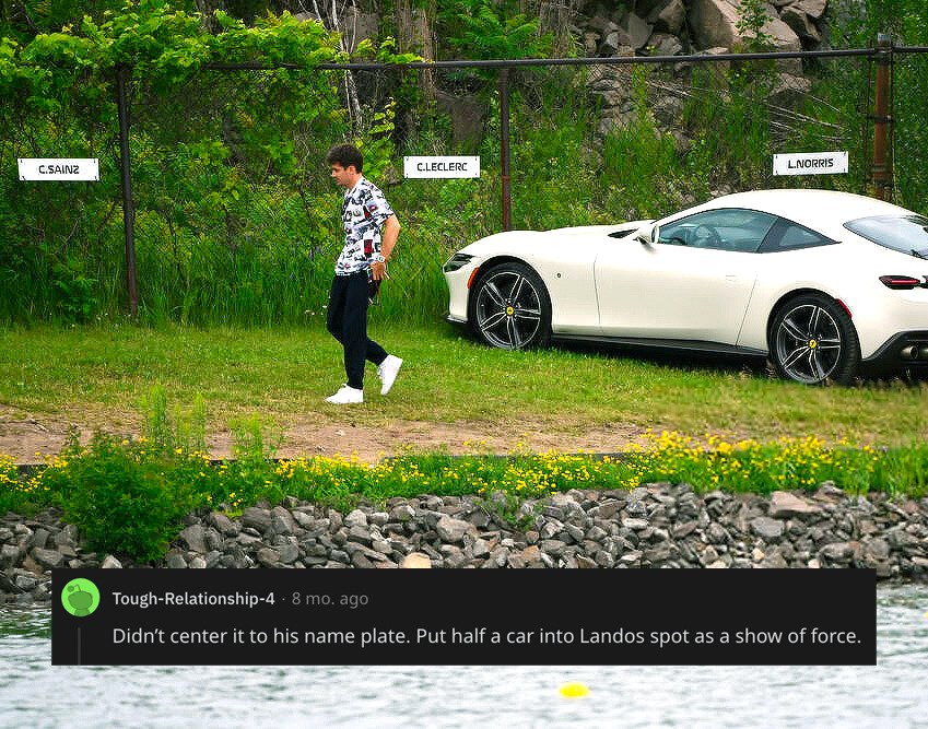leclercsletters's tweet photo. not a whole lot of evidence on how bad charles is at parking his car 😭😭 https://t.co/SoOhTH9482