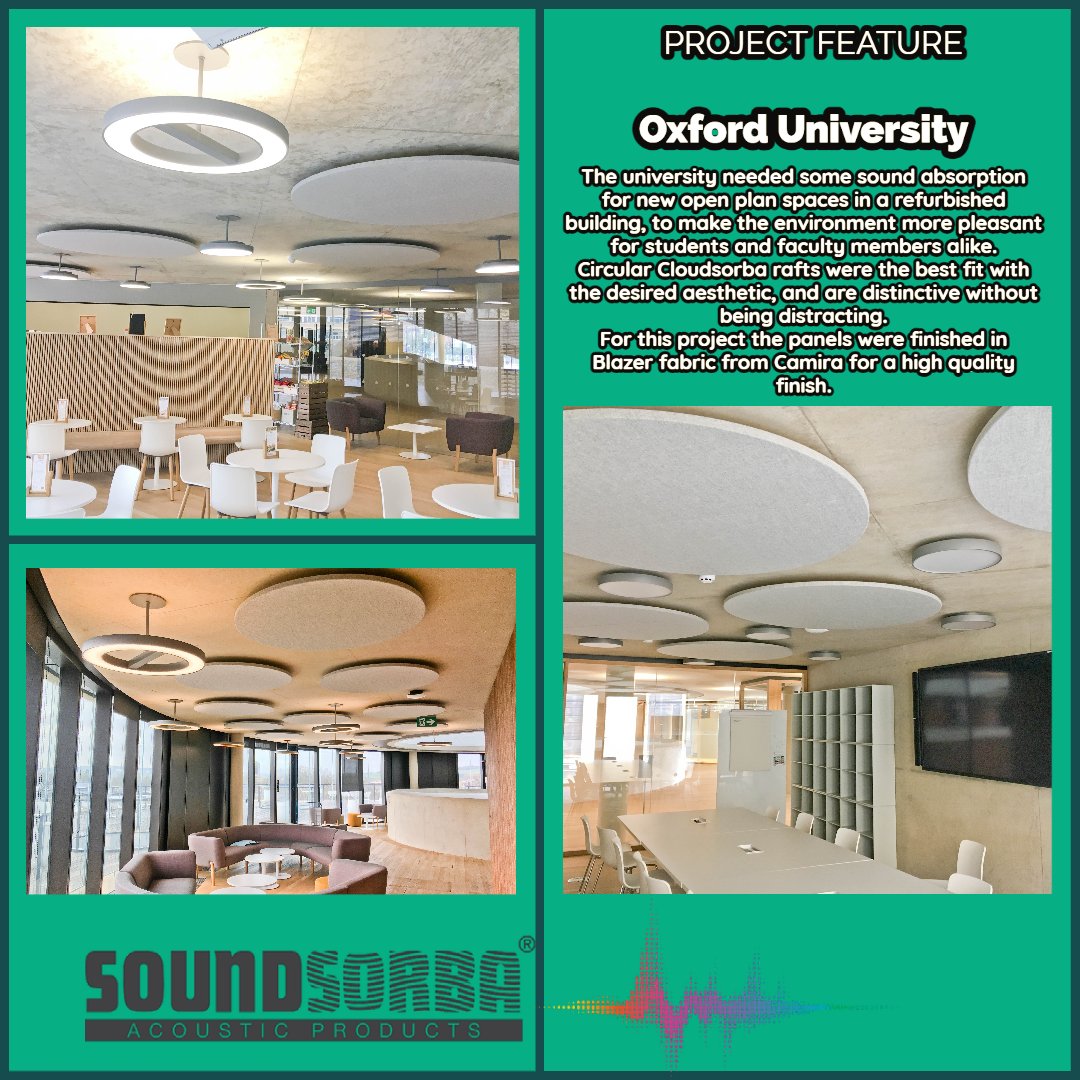 soundsorba's tweet photo. #Cloudsorba acoustic rafts can be designed to match your desired aesthetic, with a wide ranges of shapes and fabrics available to choose from. #acoustics #acousticpanels #ukmanufacturing #acousticdesign #interiordesign https://t.co/zpU2sXl2FK