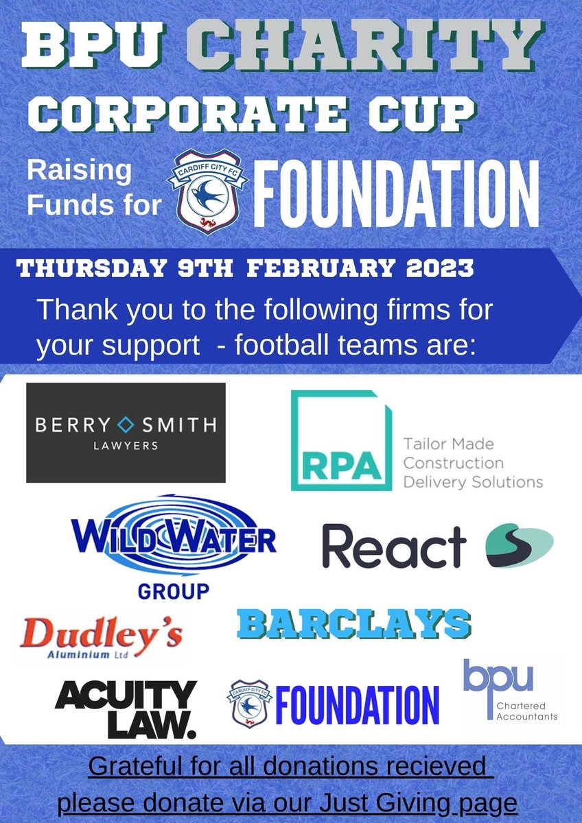 Thank you @BerrySmithLLP @RPALimited @DudleysAlumin @ReactMH @AcuityLaw  @BPULtd @Barclays & Wild Water Group for supporting our event and raising money for such an important cause @CCFC_Foundation  #OurClubChangesLives please donate -   justgiving.com/fundraising/bp…