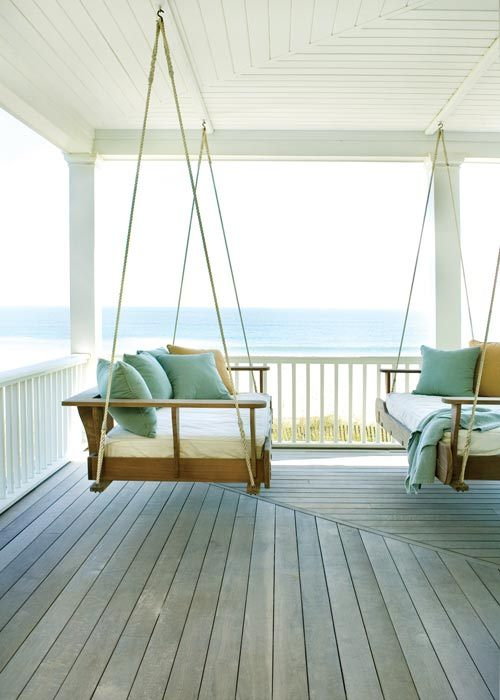 Double Porch Swings, Beach Cottage, South Carolina #DoublePorchSwings #BeachCottage #SouthCarolina ericarogers.com