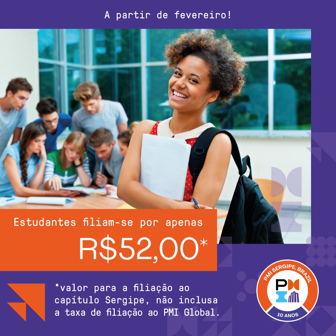 PMISergipe's tweet photo. A partir de fevereiro, a taxa de filiação ao capítulo Sergipe do PMI para estudantes passa a ser de R$52,00.

Nesse valor, não está incluso o valor referente à filiação do PMI Global.

Entre em contato e filie-se!

#pmi #pmise #projetos #pmbok #pmp #project #gestão #estudantes https://t.co/pJIwLXuX6l