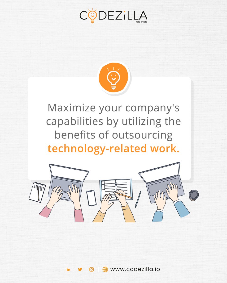 codezillians's tweet image. Let the experts handle the technicalities while you focus on scaling your business.
Outsourcing is obviously a boon to the market to fuel up businesses with efficiency.
#codeintegrity #codezilla #technologies #tech #techwork #outsourcing #business #techteam #itprojects