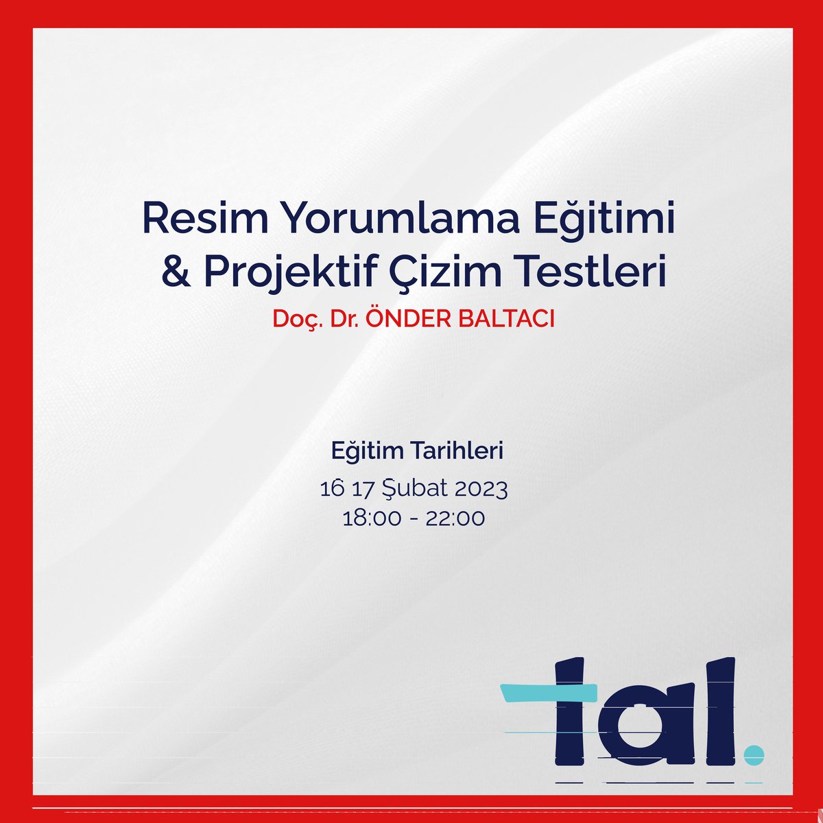 TalAkademi's tweet photo. Doç. Dr. Önder Baltacı (@onderbaltacicom) Hocamız tarafından Online olarak gerçekleştirilecek olan. Resim yorumlama eğitimi &amp; Projektif çizim testleri eğitimi başvuruları başlamıştır. 

Detayl bilgi ve başvuru için ➡️ https://t.co/fXP6A3GEb8 https://t.co/fKszf0dJ9M