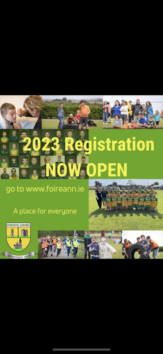 **REGISTRATION NOW OPEN**
#stabannonparnells #stabannonregistration #aplaceforeveryone 

foireann.ie