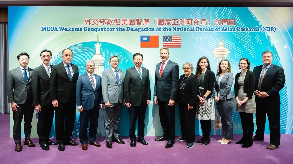 外交部 Ministry of Foreign Affairs, ROC (Taiwan) 🇹🇼 (@mofa_taiwan) on Twitter photo Minister Wu held a banquet for the <a href="/NBRnews/">The National Bureau of Asian Research</a> delegation led by former head of the #US🇺🇸 #IndoPacific Command Adm. Philip Davidson. Their visit signifies the key role #Taiwan🇹🇼 plays in Washington’s geopolitical strategy to safeguard our cherished peace & stability in the region. Minister Wu held a banquet for the <a href="/NBRnews/">The National Bureau of Asian Research</a> delegation led by former head of the #US🇺🇸 #IndoPacific Command Adm. Philip Davidson. Their visit signifies the key role #Taiwan🇹🇼 plays in Washington’s geopolitical strategy to safeguard our cherished peace & stability in the region.