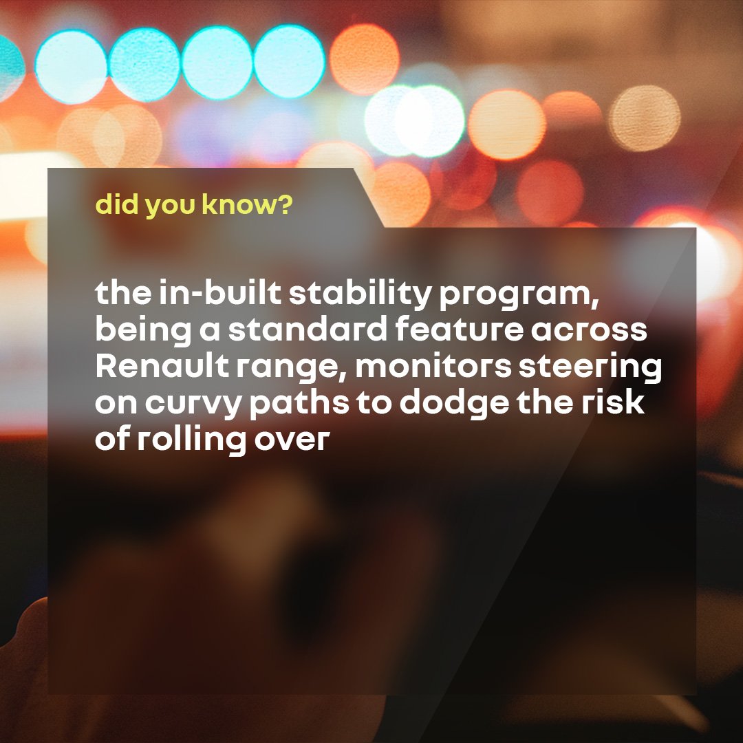RenaultIndia's tweet image. ESP detects your car's skidding movements and actively counteracts them. Discover Renault's BS 6 Step 2 range today.
bit.ly/3JFmrrX
#ElectronicStabilityProgram #RenaultIndia #HumanFirst