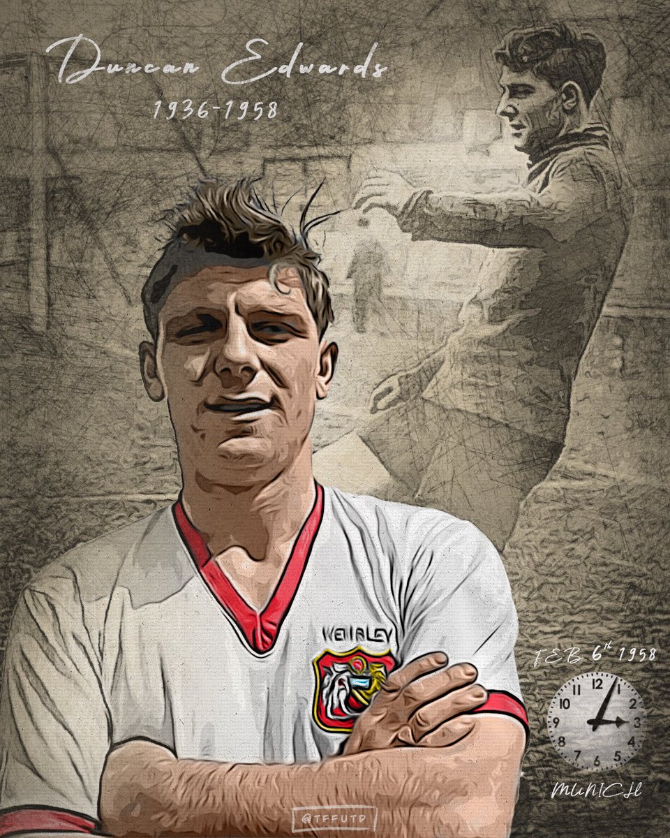 UtdArts1's tweet image. Remembering the great Duncan Edwards 🌹 

At just 21, he came 3rd in the 1957 Ballon d'Or behind Alfredo Di Stefano (1st) and Billy Wright (2nd). He was destined to be the greatest.

Gone but never forgotten.

#DuncanEdwards #FlowersOfManchester
#MUFC