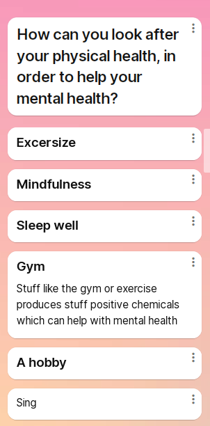 Time2TalkBoness's tweet photo. Pupils were also asked to consider the impact that our physical health can have on our mental health. They had excellent suggestions on how to keep moving, but even more impressive is that they identified the importance of sleep, a clean living space and relaxing! https://t.co/SmuXY3shd6