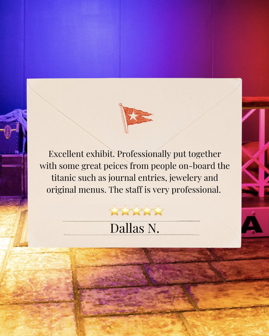 🚢 We are delighted to know that the Exhibition is well received and enjoyed by those who come to visit us.

💕 Thank you for these nice comments that motivate us to continue giving our best to share this exciting story.

#TitanicTheExhibition #TitanicTheExhibitionNY