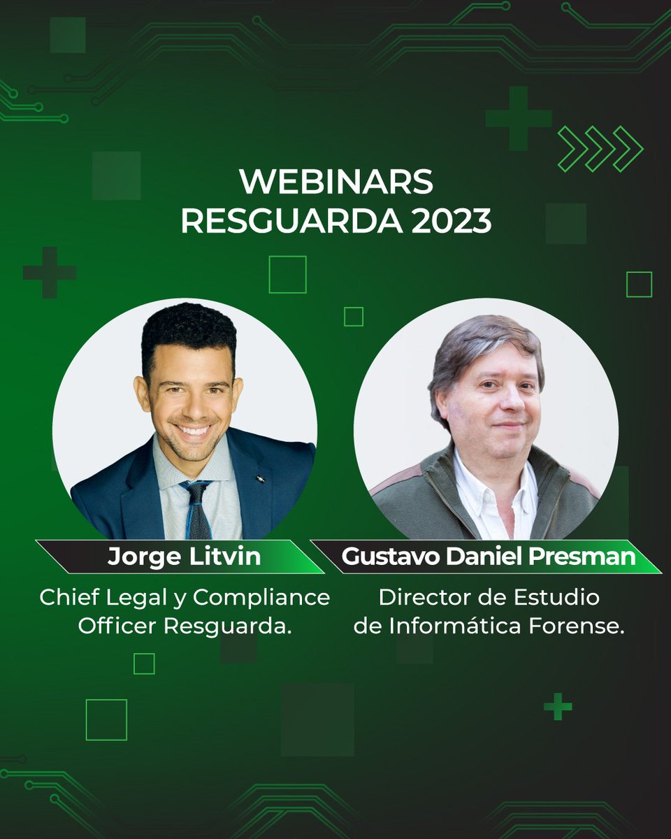 🔊El miércoles 22/02, lo invitamos a participar de “Evidencia digital en investigaciones corporativas”.

Oradores:
✅<a href="/cokilitvin/">Jorge L. Litvin</a> - Chief Legal &amp; Compliance Officer de #Resguarda
✅Gustavo Presman - Director de Estudio de Informatica Forense

Regístrese en hubs.ly/Q01zZYhD0