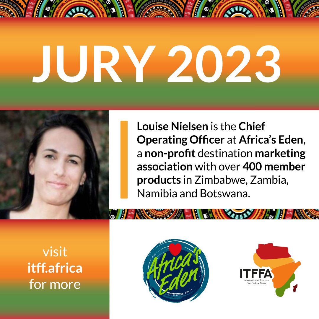 _ITFFA's tweet photo. We welcome Louise Nielsen, the chief operating officer at @africas_eden , as one of our esteemed jurors for this year’s ITFFA event, taking place from 2-5 May in Cape Town, South Africa.
#TourismFilmFestival #africa #itffa #africaseden #contentlink https://t.co/E0p25P7zj7