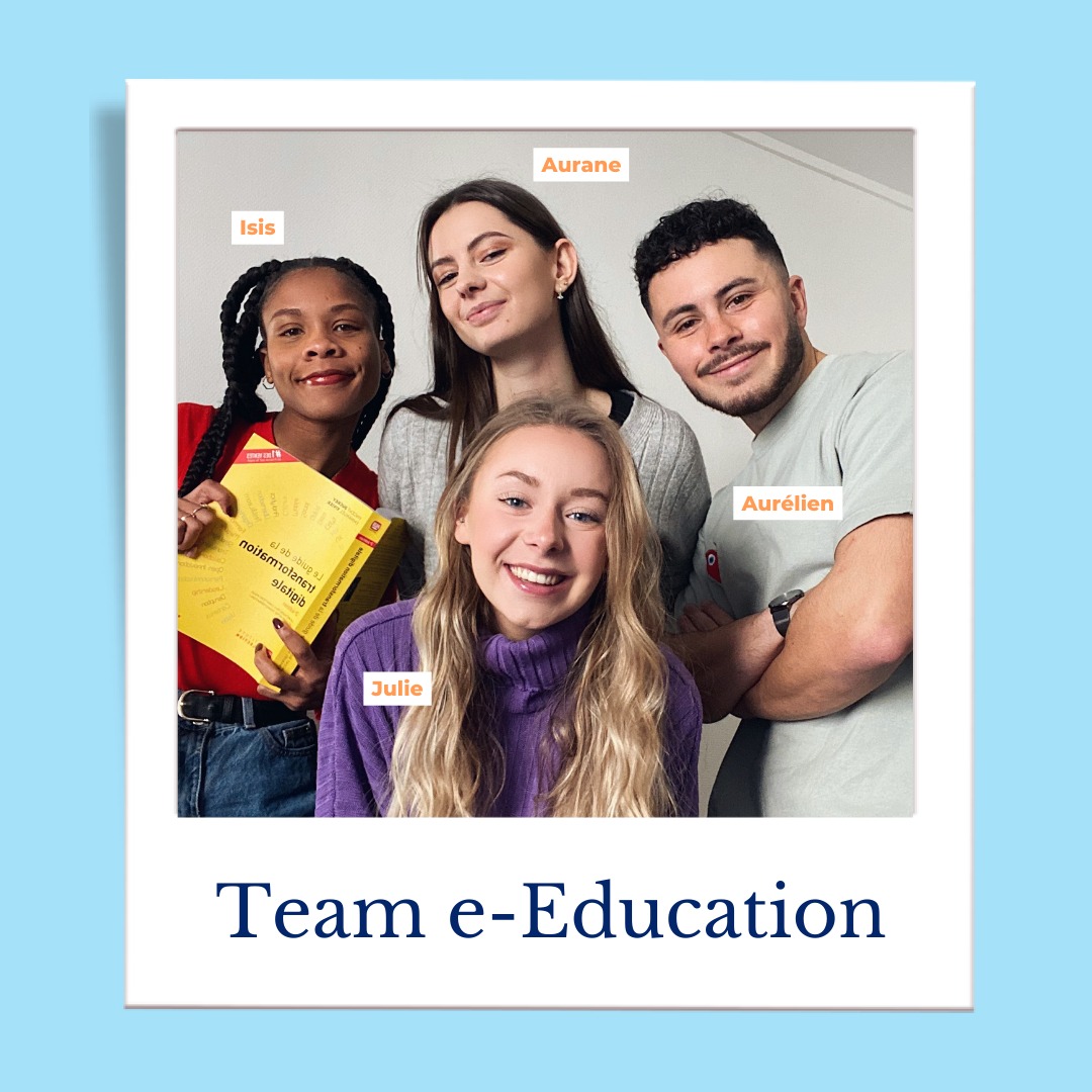 Voici la team e-Education ! ✨

Julie, Aurélien, Isis et Aurane, sommes quatre étudiants du @MBADMB prêt à vous transporter dans la transformation digitale du secteur de l'éducation supérieure🎓

📅RDV le 2 mars 2023 de 9h30 à 12h30 
📍EFAP Lyon 
#eeducation #transfoNum #mbadmb