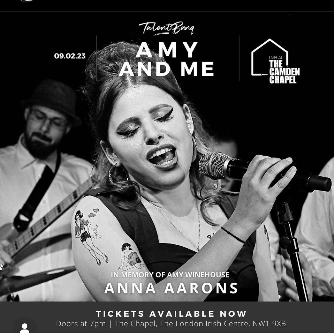 Join the brilliant @Anna_Aarons for a special night hosted by @talentbanq at The Camden Chapel. I’ll be doing a few backing vocals too.. tickettailor.com/events/talentb… #amywinehouse #annaaarons #livemusic #london