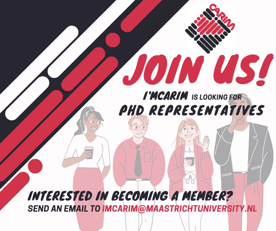📣I’MCARIM is looking for a new member!

Will it be you? Don’t hesitate and reach out to us! We are looking forward to mee you🤗

<a href="/CARIMMaastricht/">CARIM</a>