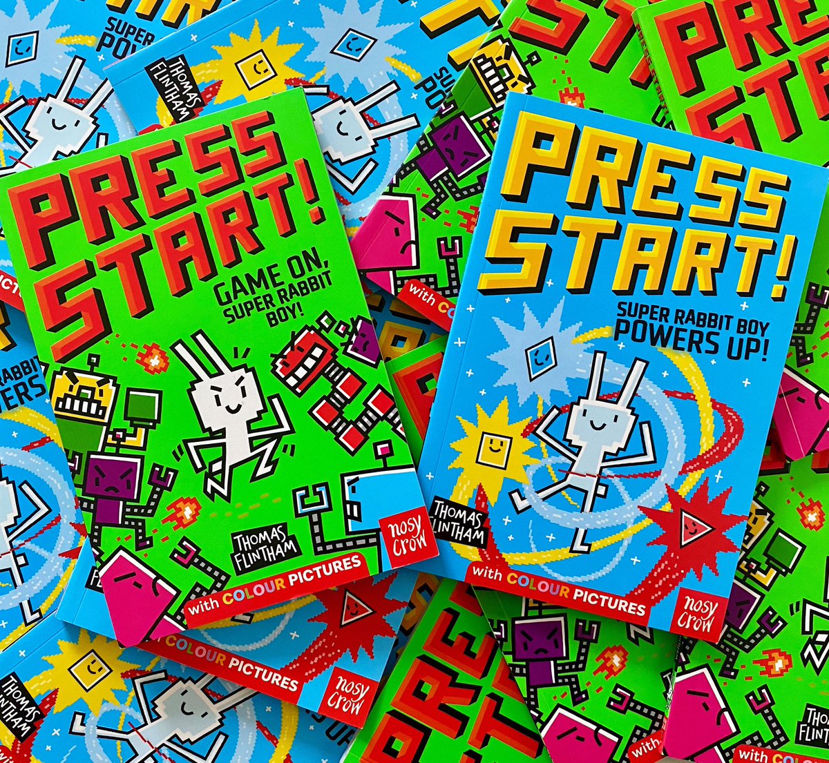 #SuperRabbitBoy has arrived in the UK! #pressstart Books 1&2 available today thanks to the lovely folks @NosyCrow 🐰🎮👦🏾