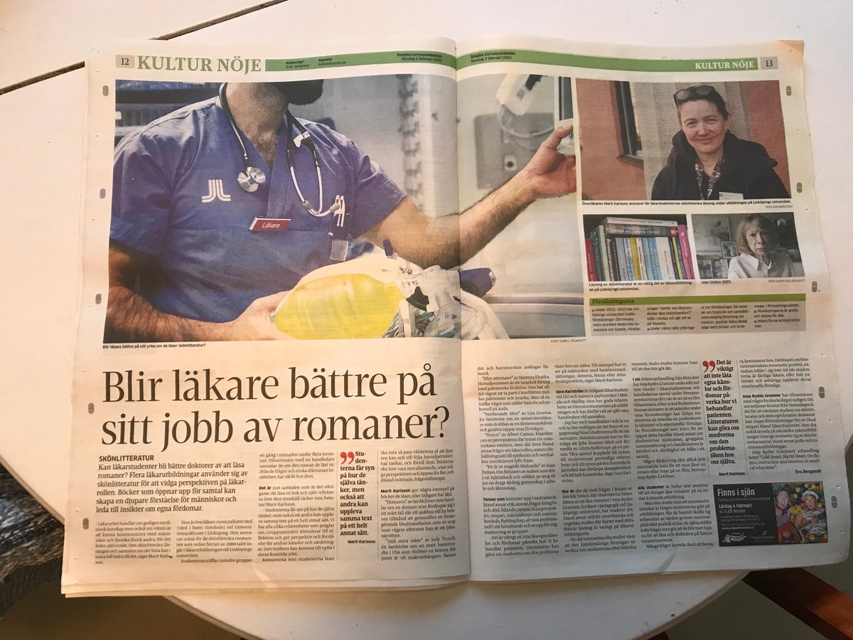 Dr Anja Rydén Gramner (@agramner) on Twitter photo Idag gör jag dagstidningspremiÀr! Intervju med mig i <a href="/Corrennyheter/">Corren</a> om mina forskningsresultat om lÀkarstudenter och skönlitteratursamtal. <a href="/CmhbLiu/">CMHB_LiU</a> <a href="/CappuccinoBok/">Katarina E Barajas</a> <a href="/ProfSalWiggins/">Sally Wiggins Young</a> #MedEd #narrativmedicin #CorrenKultur Idag gör jag dagstidningspremiÀr! Intervju med mig i <a href="/Corrennyheter/">Corren</a> om mina forskningsresultat om lÀkarstudenter och skönlitteratursamtal. <a href="/CmhbLiu/">CMHB_LiU</a> <a href="/CappuccinoBok/">Katarina E Barajas</a> <a href="/ProfSalWiggins/">Sally Wiggins Young</a> #MedEd #narrativmedicin #CorrenKultur