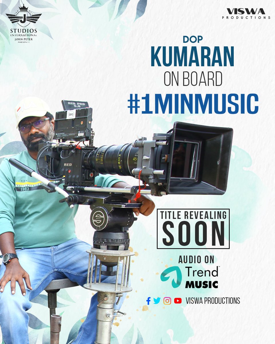 Arunkarthioffl's tweet photo. Thangamagan DOP A. KUMARAN onboard @trendmusicsouth #VISWA_PRODUCTIONS   #1minmusic in #JohnPeter musical by @j_studios_international &amp; @viswa_0ffl is awaiting @arun_offficial @ashwini_aanandita @kumarandop @glamstudiomakeupartist https://t.co/w5RSYFbvgG