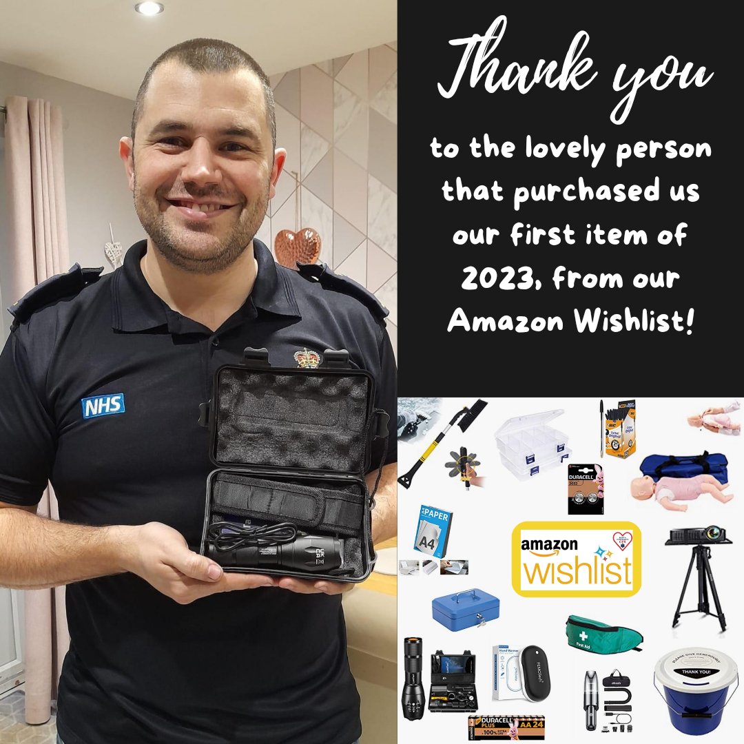 N_NorthantsCFR's tweet photo. Thank you ever so much to the kind person that has purchased this for us, it will be going in our scheme &amp; will be well used! 🔦
Last year at several events &amp; attending several patients, our responders found that a good torch would have been extremely!
Thank you so much! ❤ https://t.co/PpDjgH6zUo