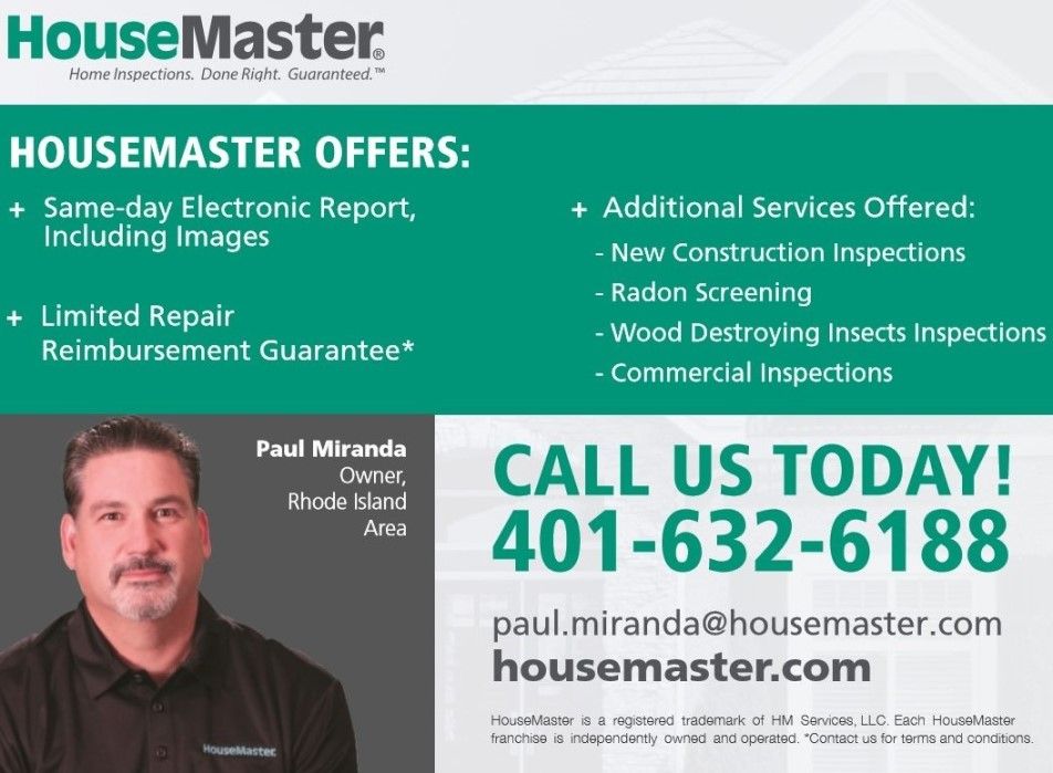 Allow us to take care of your home inspection needs, contact us today at 401-632-6188 to receive the BEST customer service in Rhode Island!  

#housemaster #housemasterhomeinspections #radon #newportri #bristolri #jamestownri #barringtonri #portsmouthri #warrenri #eastprovidence