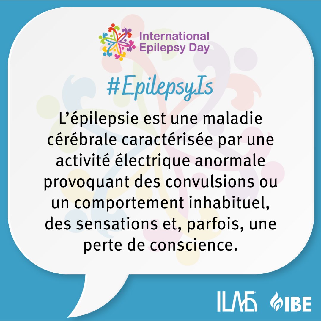 Joyeux #EpilepsyDay ! L’#épilepsie est une maladie cérébrale caractérisée par une activité électrique anormale provoquant des convulsions ou un comportement inhabituel, des sensations et, parfois, une perte de conscience. #EpilepsyIs #StampOutStigma internationalepilepsyday.org