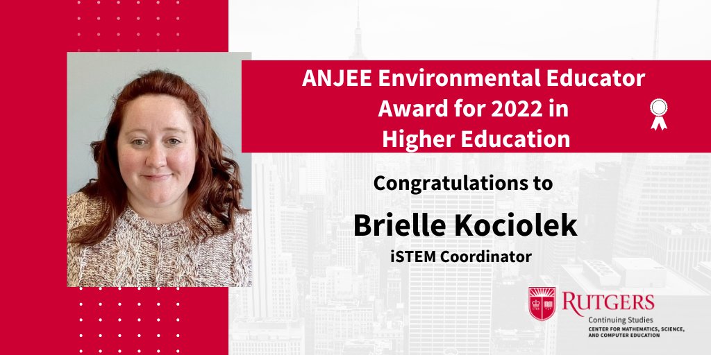 Introducing the 2022 NJ Environmental Educator of the Year for Higher Education, Rutgers CMSCE's Dr. Brielle Kociolek! The Alliance for New Jersey Environmental Education (ANJEE) recognized Brielle's lantern fly eradication design thinking curriculum.