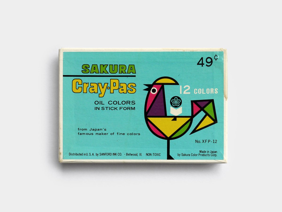 presentcorrect's tweet photo. Impeccable boxes filled with creamy oil sticks/pastels. 1970s originals. https://t.co/SE9Nrrhepd https://t.co/HvNaIwQusQ