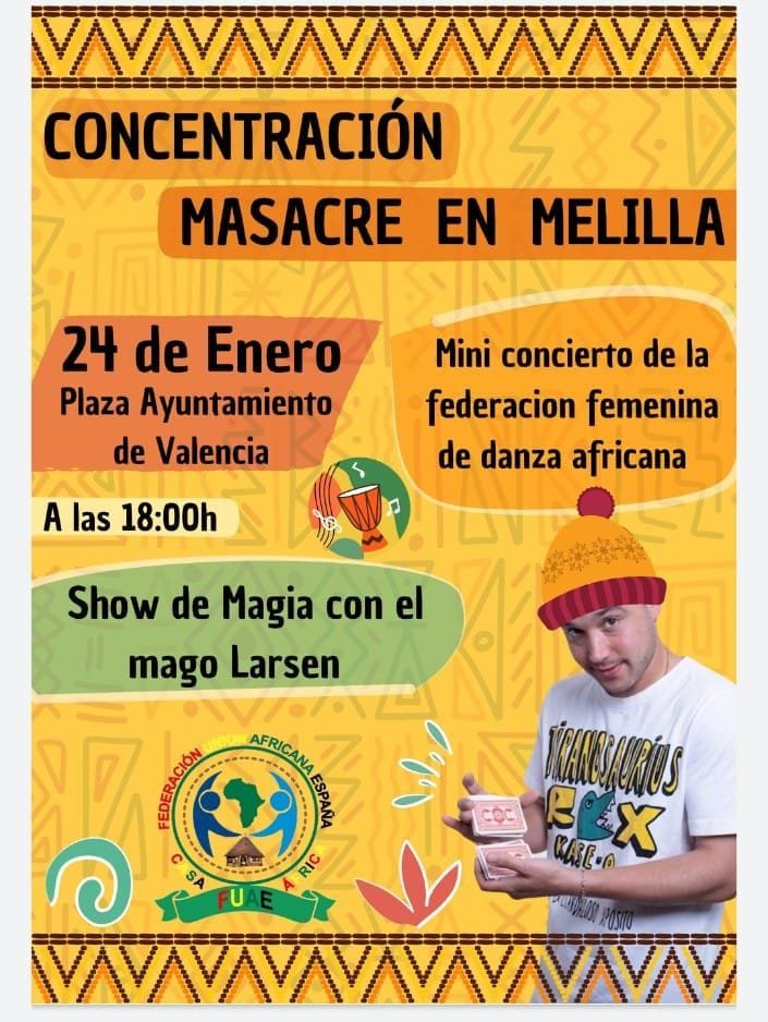 Hola
Soy el Mago Larsen , voy a apoyar la concentración de la Federación Unión Africana España y os invito a sumar os. Es una causa legítima que defienden.
#sumate
#FederacionUniónAfricanaEspaña

24 de Enero a las 18h00 Plaza Ayuntamiento Valencia.

Reivindicamos con el Arte.