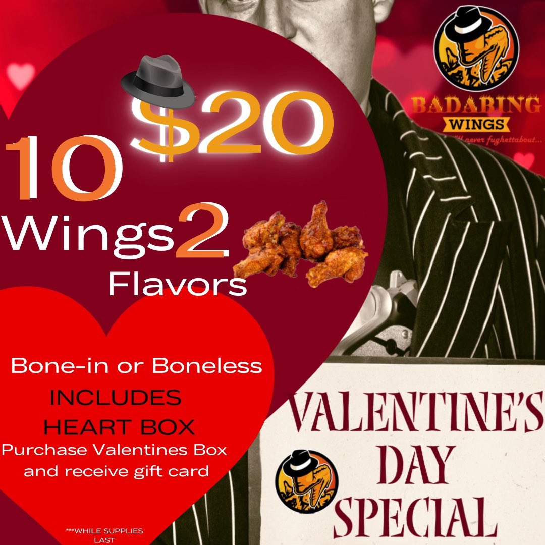 Badabing Wings On Twitter: That's Right Valentine's Day Is Around The  Corner ❤️, I'm Sure Your Sweetheart Would Need Some Chicken Or Boneless  Lovin😋🍗. You Will Also Receive A Gift Card Or