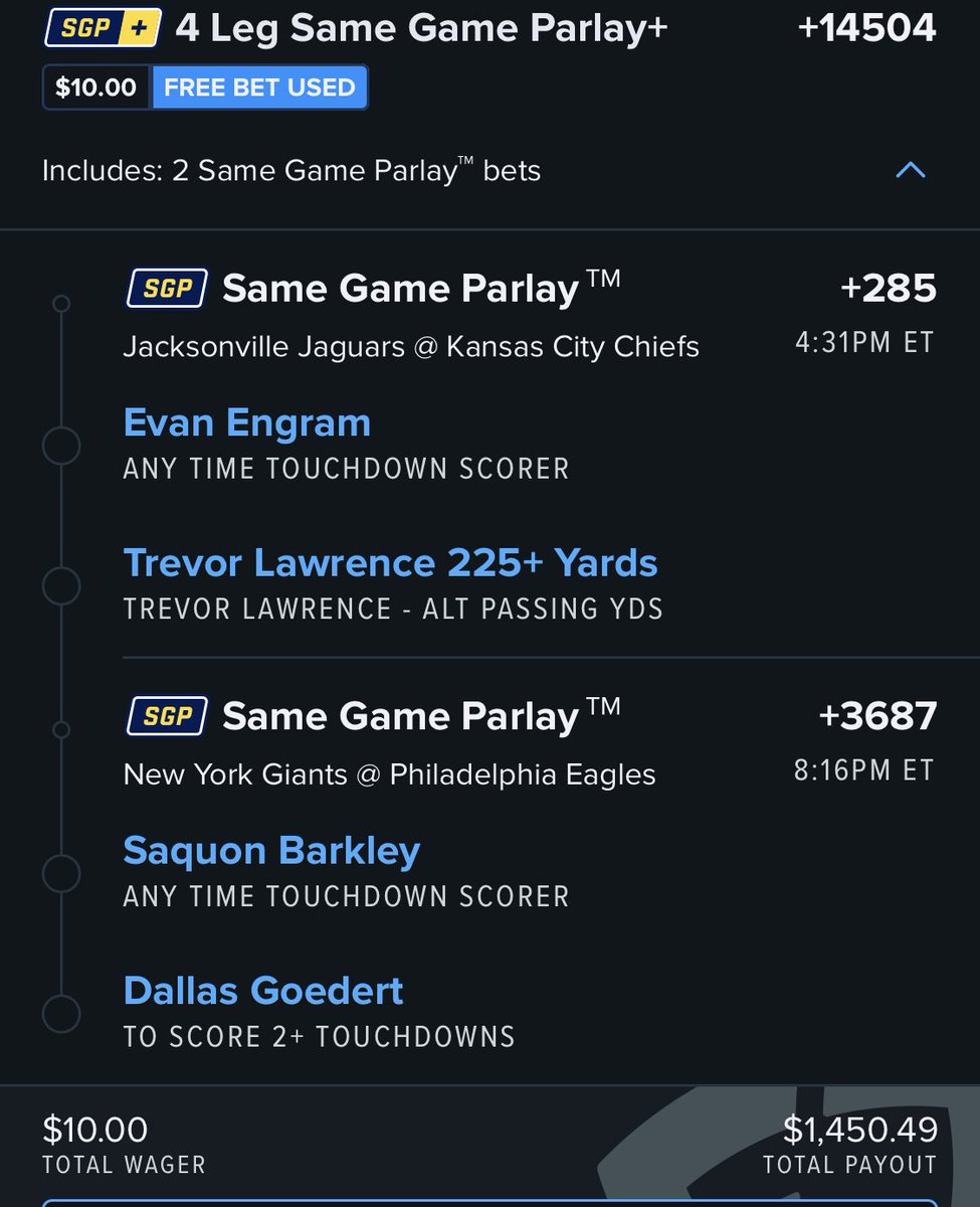 hawksandducks's tweet photo. @HammerDAHN LFG! @FDSportsbook #DUUUVAL #NYGvsPHI #ChiefsKingdom https://t.co/876HHFG9Do