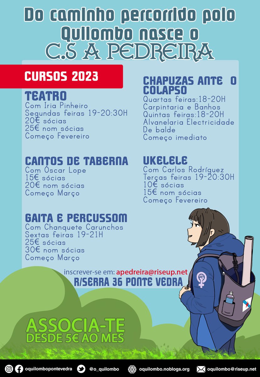 CURSOS 2023 do Centro Social A Pedreira
oquilombo.noblogs.org/post/2023/01/2…