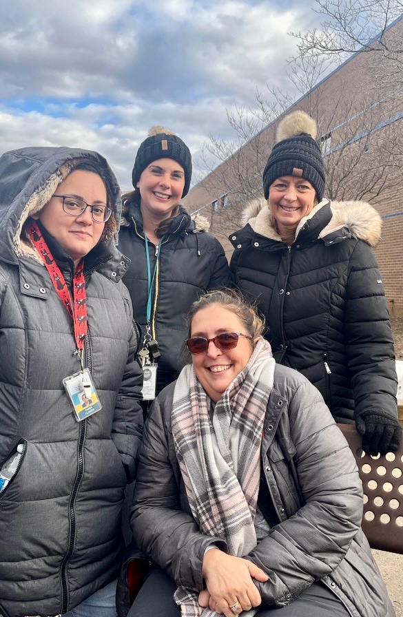 Second Grade Teachers surviving the cold weather on the playground! <a href="/centreridgees/">Centre Ridge Rams</a>