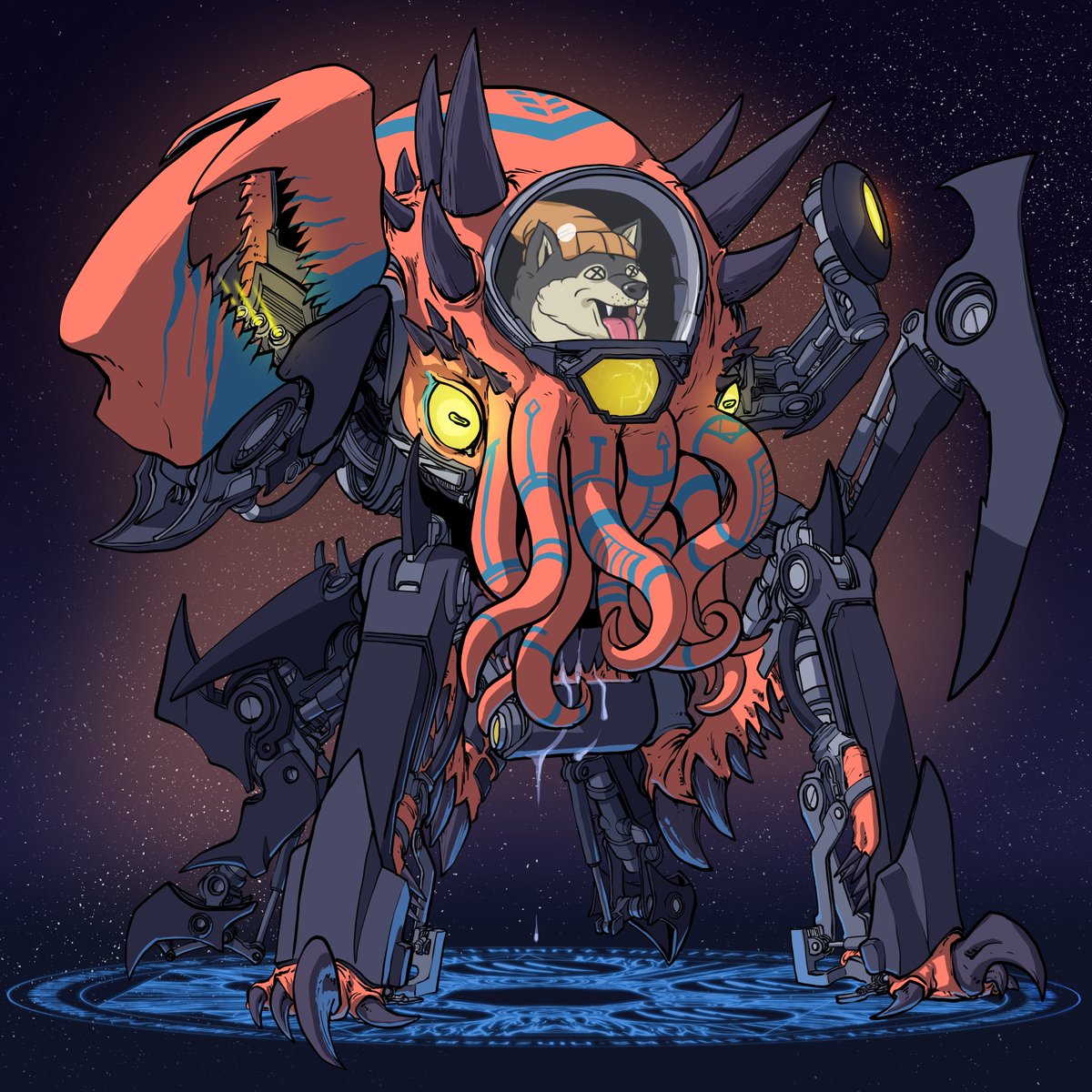 So I heard <a href="/BoredApeYC/">Bored Ape Yacht Club 🍌</a> is gonna summoning Mecha now?

You know I had to help summon something and that #BAKC Mech really got my gears turning!

Want your doggo to pilot a  Chaos Mecha?! 
💀 Follow
💀 Retweet
💀 Reply with your BAKC! 

Share your <a href="/MechaChaoticNFT/">⚠ Mecha-Chaotic⚠</a> to jump the line!