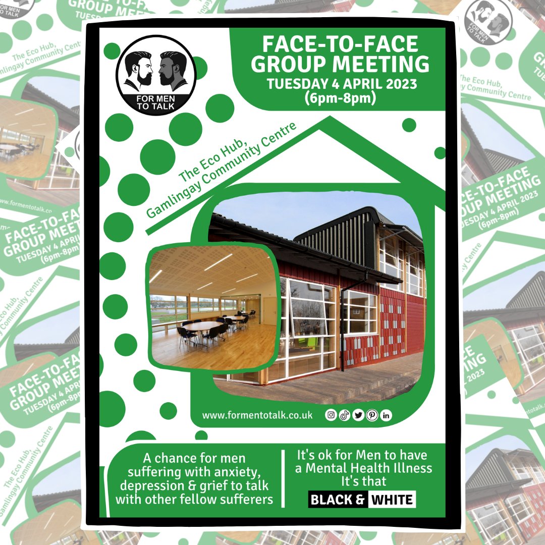 Our next #Gamlingay meeting is on Tuesday 4 April 2023 at 6pm at <a href="/GamlingayEcohub/">Gamlingay Eco Hub</a>

<a href="/ForMenToTalk/">For Men To Talk</a> is a chance for men suffering with #anxiety #depression &amp; #grief to talk with other fellow sufferers &amp; improve their #wellbeing. #mentalhealth #ItsOkNotToBeOk