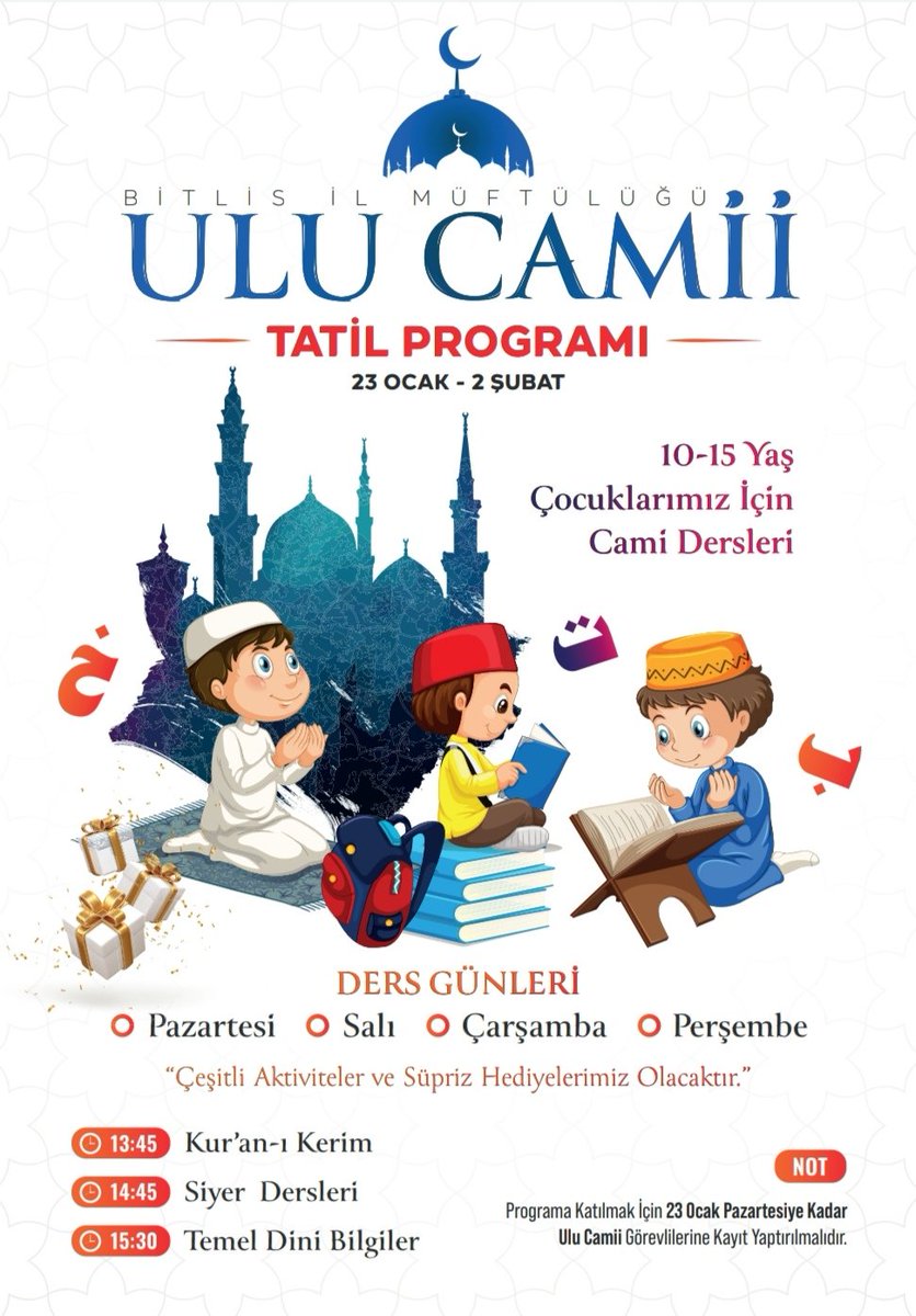 Hasan3076882795's tweet photo. Haydi sevgili gençler!
Tatili  #bitlisulucami'de birlikte geçirelim. Neler mi yapacağız?
👇👇👇👇👇👇👇👇
👁️‍🗨️ Kur'an-ı Kerim
👁️‍🗨️ Temel Dini Bilgiler
👁️‍🗨️ Sosyal aktiviteler
👁️‍🗨️ Yarışmalar ve
👁️‍🗨️ Sürpriz hediyeler https://t.co/wYpj4HadHs